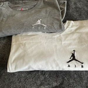 Air Jordan Short Sleeve T-Shirts 1 Grey 1 White (White Size Med Grey Size Large)